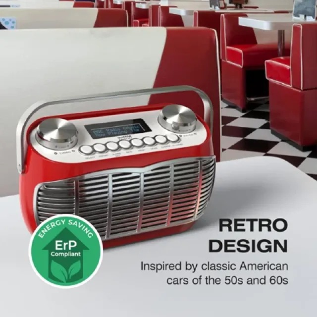 Detroit Retro DAB Radio by Audible Fidelity - Red - SALE PRICE!!